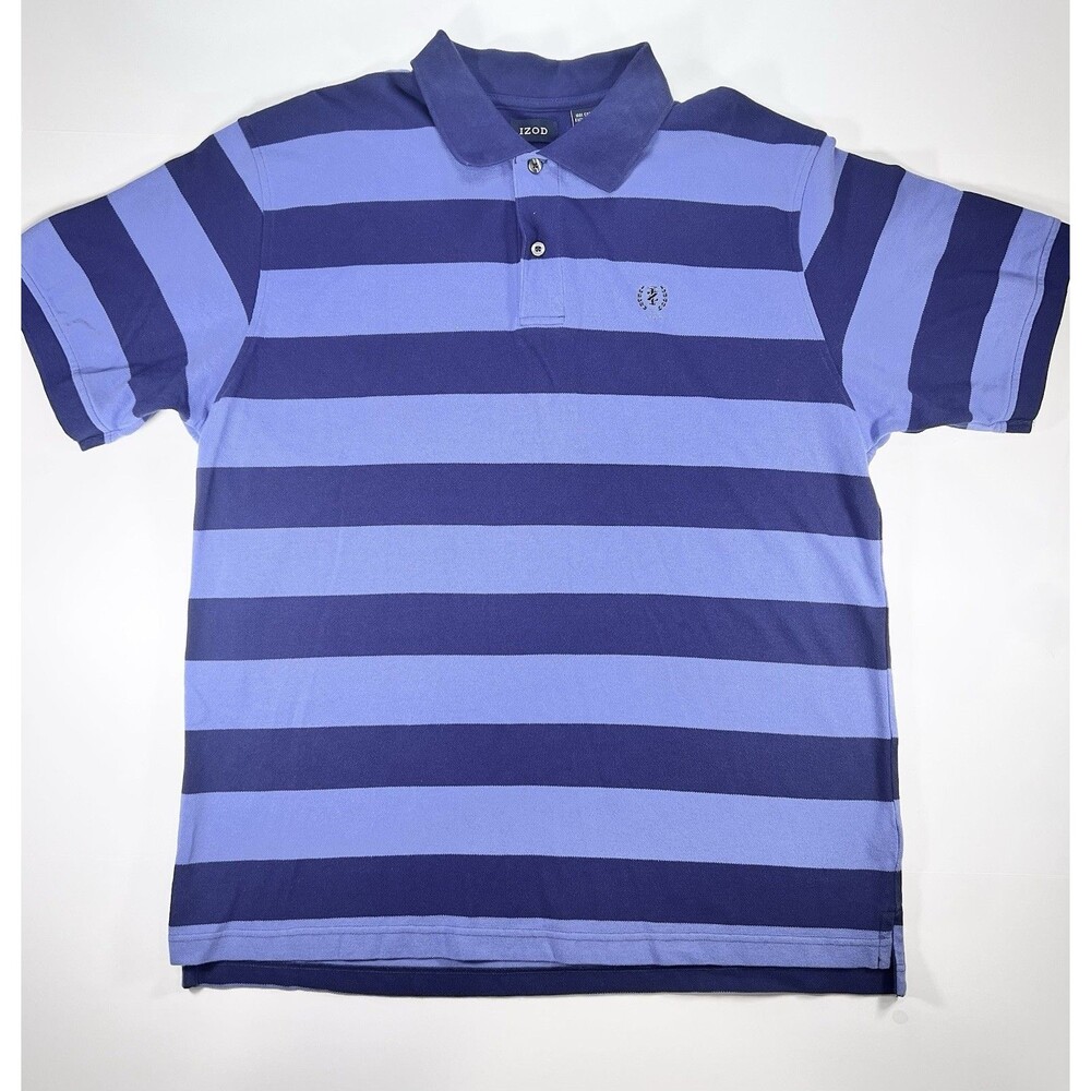 IZOD Regular Polo Shirt XL Light Blue And Dark‎ Blue Stripes. Preppy Casual